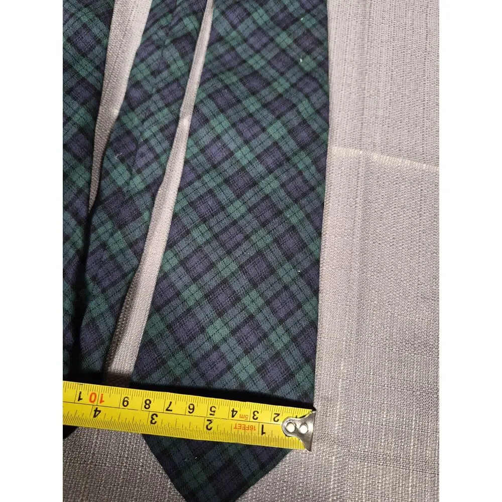 Franco Baretta Tie Mens Green Blue Tartan Plaid 100% Cotton Classic Necktie